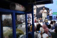 Capres nomor urut 2, Prabowo Subianto menyapa ratusan pedagang bakso, mie ayam dan UMKM se-Bekasi di Bandar Djakarta Bekasi.  (Dok. TKN Prabowo Gibran)
