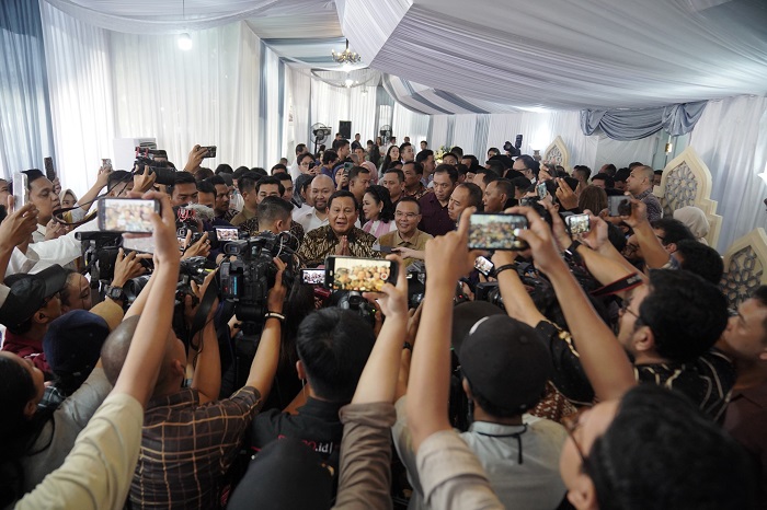 Menteri Pertahanan sekaligus Presiden terpilih periode 2024-2029 Prabowo Subianto sempat mengucapkan mohon maaf lahir batin. (Dok. Tim Media Prabowo)