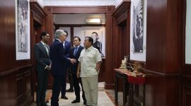 Menteri Pertahanan Prabowo Subianto menerima kunjungan Tony Blair, di Kementerian Pertahanan. (Dok. Tim Media Prabowo)